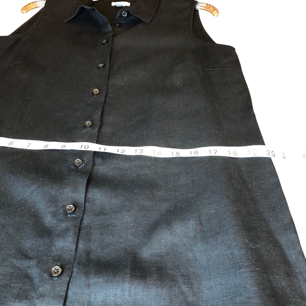 Garnet Hill 100% Linen Shirt Dress Size 8 Black Coastal Minimalist Beach Cruise - Picture 7 of 9